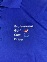 Load image into Gallery viewer, Occasional Birdie Golf Apparel Fun Golf Polo "Professional Golf Cart Driver"Blue