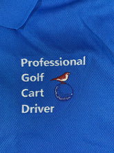 Load image into Gallery viewer, Occasional Birdie Golf Apparel Polo "Professional Golf Cart Driver" Pacific Blue