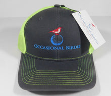 Load image into Gallery viewer, Occasional Birdie Golf Mesh Back Hat with "Occasional Birdie" Green