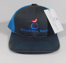 Load image into Gallery viewer, Occasional Birdie Golf Mesh Back Hat with "Occasional Birdie" Blue
