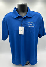 Load image into Gallery viewer, Occasional Birdie Golf Apparel Fun Golf Polo &quot;Where is My Golf Ball&quot; Blue
