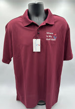 Load image into Gallery viewer, Occasional Birdie Golf Apparel Fun Golf Polo &quot;Where is My Golf Ball&quot; Maroon
