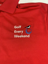 Load image into Gallery viewer, Occasional Birdie Golf Apparel Fun Golf Polo &quot;Golf Every Weekend&quot; Red
