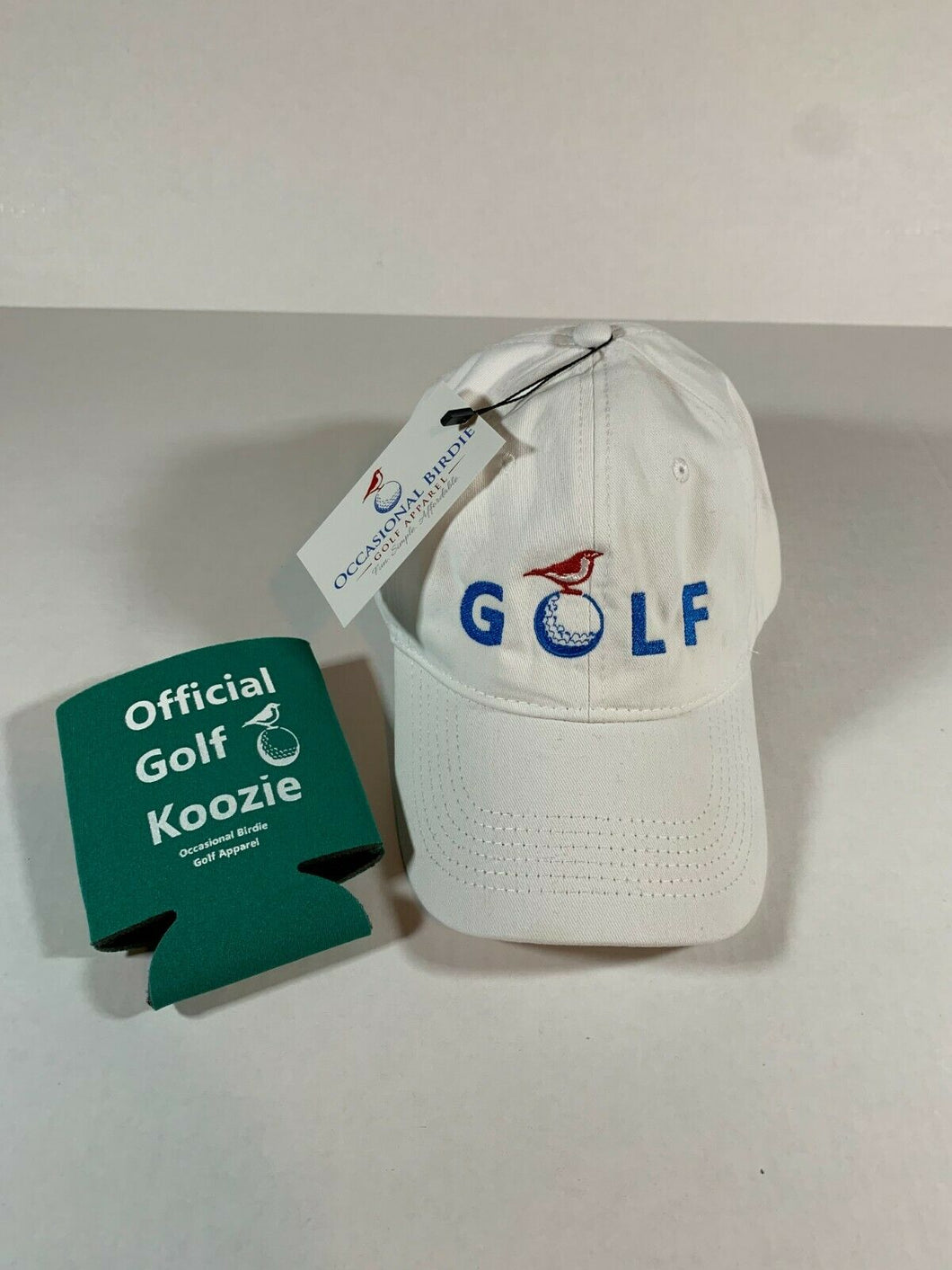 Occasional Birdie Golf Apparel Fun Golf Hat GOLF With Logo White