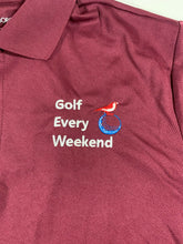 Load image into Gallery viewer, Occasional Birdie Golf Apparel Fun Golf Polo &quot;Golf Every Weekend&quot; Maroon
