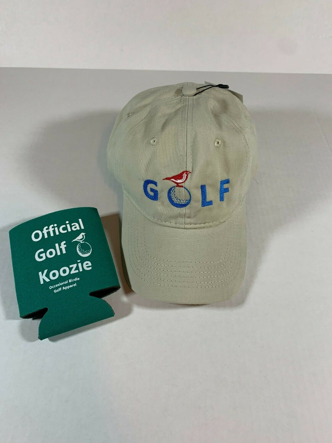 Occasional Birdie Golf Apparel Fun Golf Hat GOLF With Logo Light Khaki