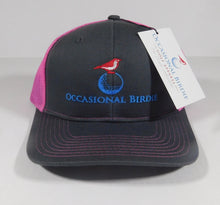 Load image into Gallery viewer, Occasional Birdie Golf Mesh Back Hat with &quot;Occasional Birdie&quot; Pink
