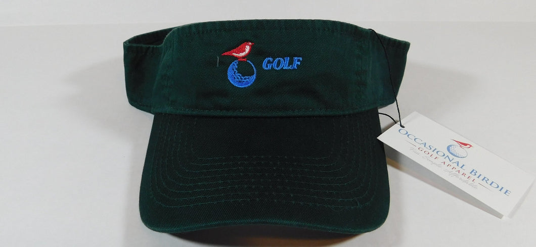 Occasional Birdie Golf Apparel Visor Logo Only Forest Green