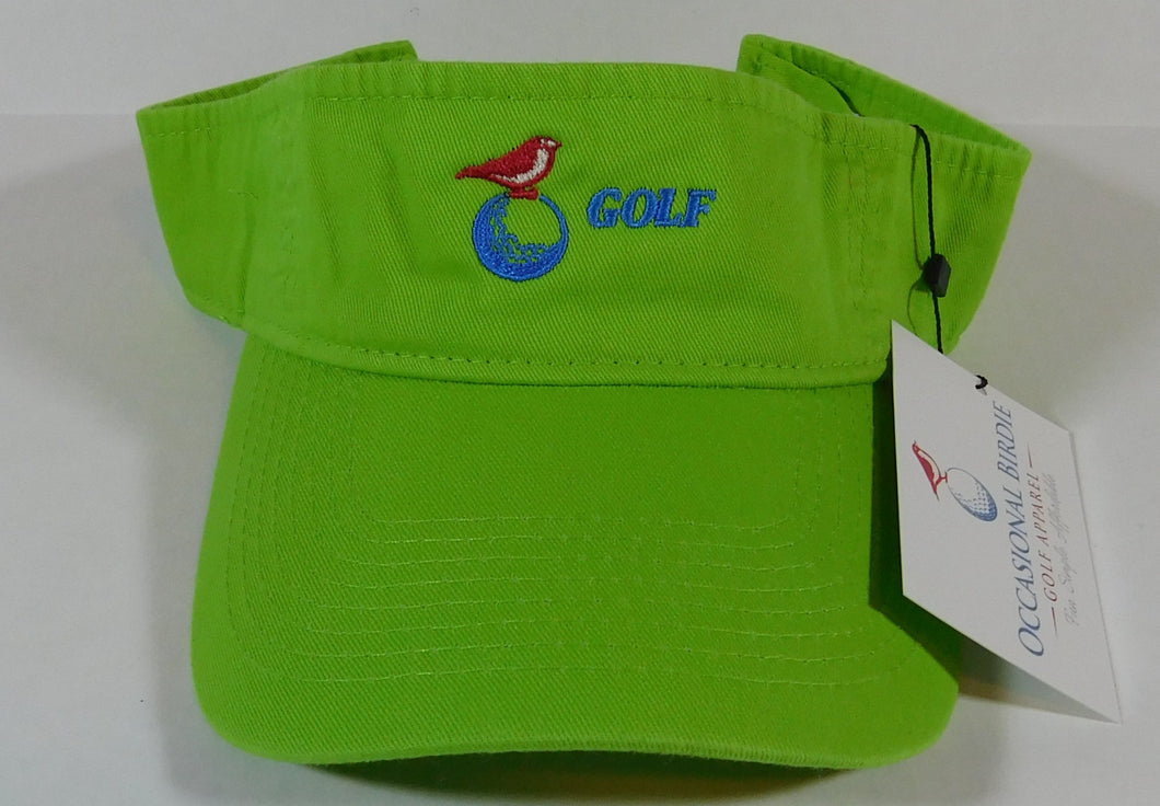 Occasional Birdie Golf Apparel Visor Logo Only Neon Green