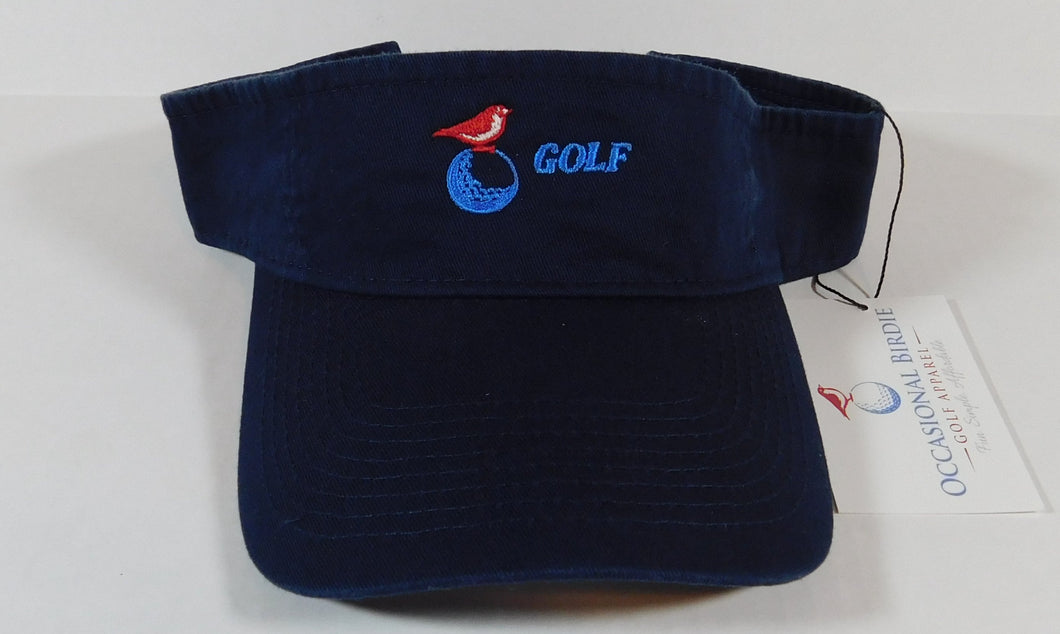 Occasional Birdie Golf Apparel Visor Logo Only Navy Blue