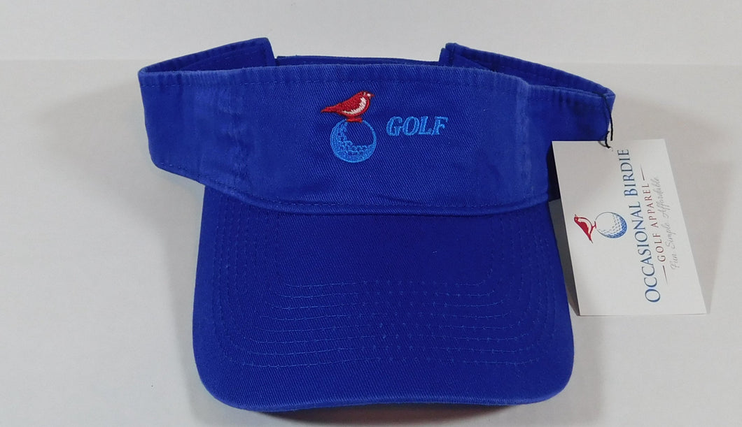 Occasional Birdie Golf Apparel Visor Logo Only Royal Blue