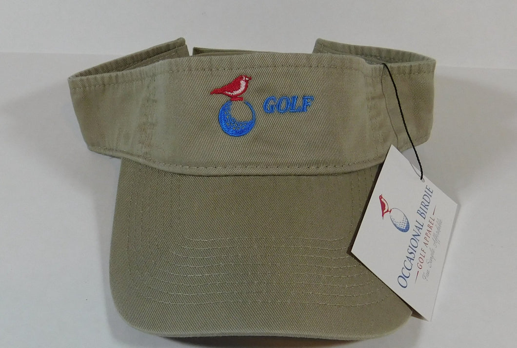 Occasional Birdie Golf Apparel Visor Logo Only Khaki