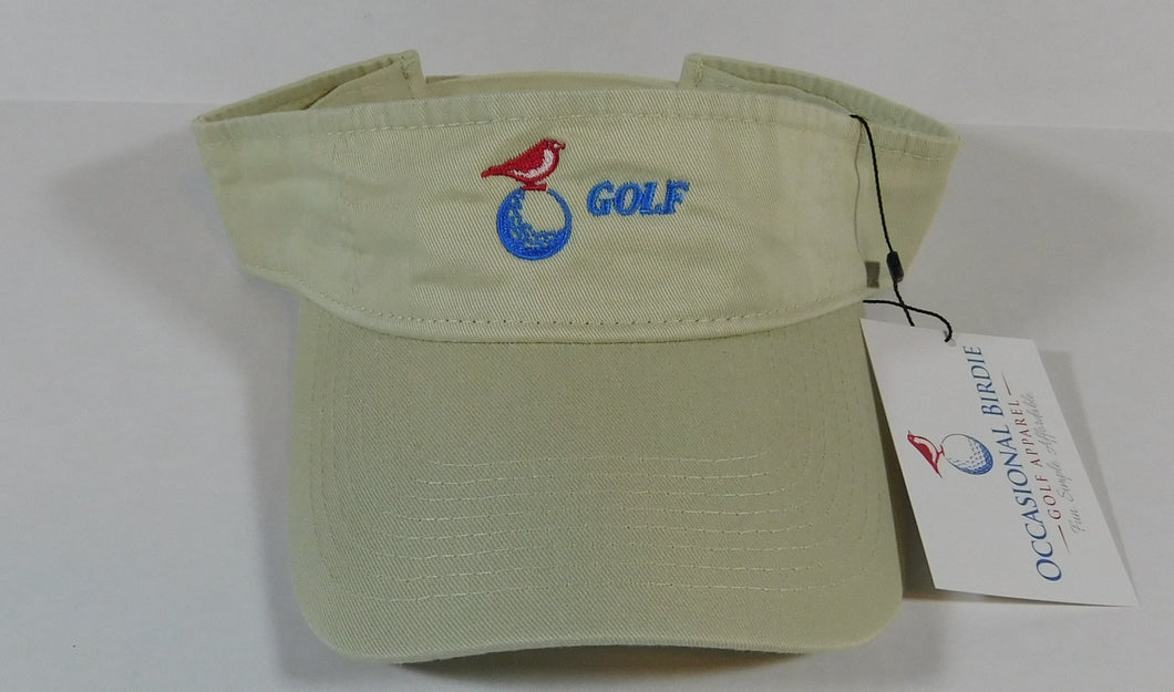 Occasional Birdie Golf Apparel Visor Logo Only Light Khaki